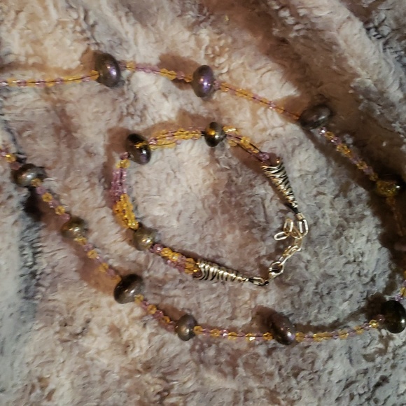 Handmade epoxy beaded set sterling silver - Picture 3 of 5